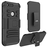 Google Pixel XL Case, LK [Heavy Duty] Black Armor Holster Defender Full Body Protective Hybrid Cases Cover with Kickstand & Belt Clip