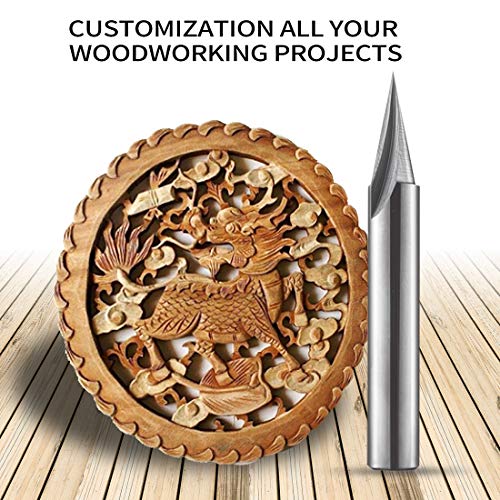 1/4" Shank 22-Degree Engraving Cnc Wood Carving Router Bits, V Groove Profile Bit, 5/8 Inch Cutting Length Carving Liner Router Bit, Tungsten Steel From Tackpro (1Pack) #TOP4