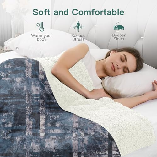Image of Homestan Sherpa Fleece AC Blanket for Winter, Double 88x90 inch | Smoky Blue, All Season Comforter, Reversible 400 GSM Quilt, No Filling, Soft & Warm Throw, Breathable