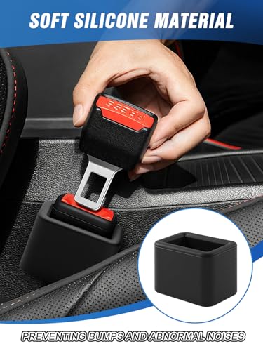 Image of 2 PCS Seat Belt Buckle Holder, Silicone Seatbelt Buckle Booster to Makes Receptacle Stand Upright for Easy Access (Black)