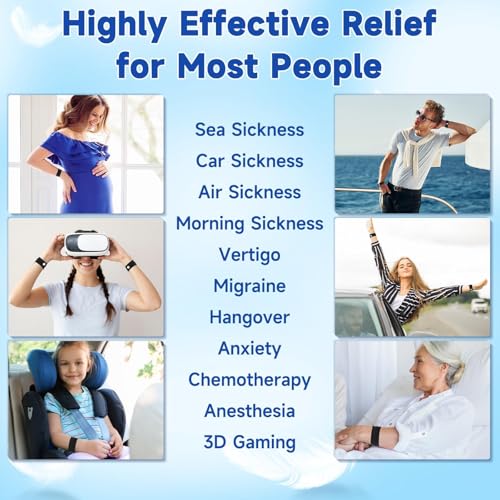 Image of Motion Sickness Bracelets for Adults and Kids Motion Sickness Bands Nausea Relief for Pregnant Women Acupressure Nausea Relief for Car, Sea, Air Sickness