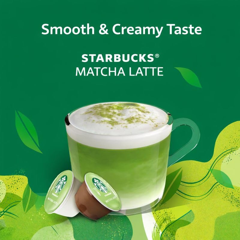 Image of Starbucks Matcha Latte Capsules Nescafe Dolce Gusto (12 Pods) 135g Box By COUGAR | Smooth & Creamy Matcha Green Tea Latte | Coffee Machine Compatible Capsules | 6 Cups Pack - (IMPORTED)