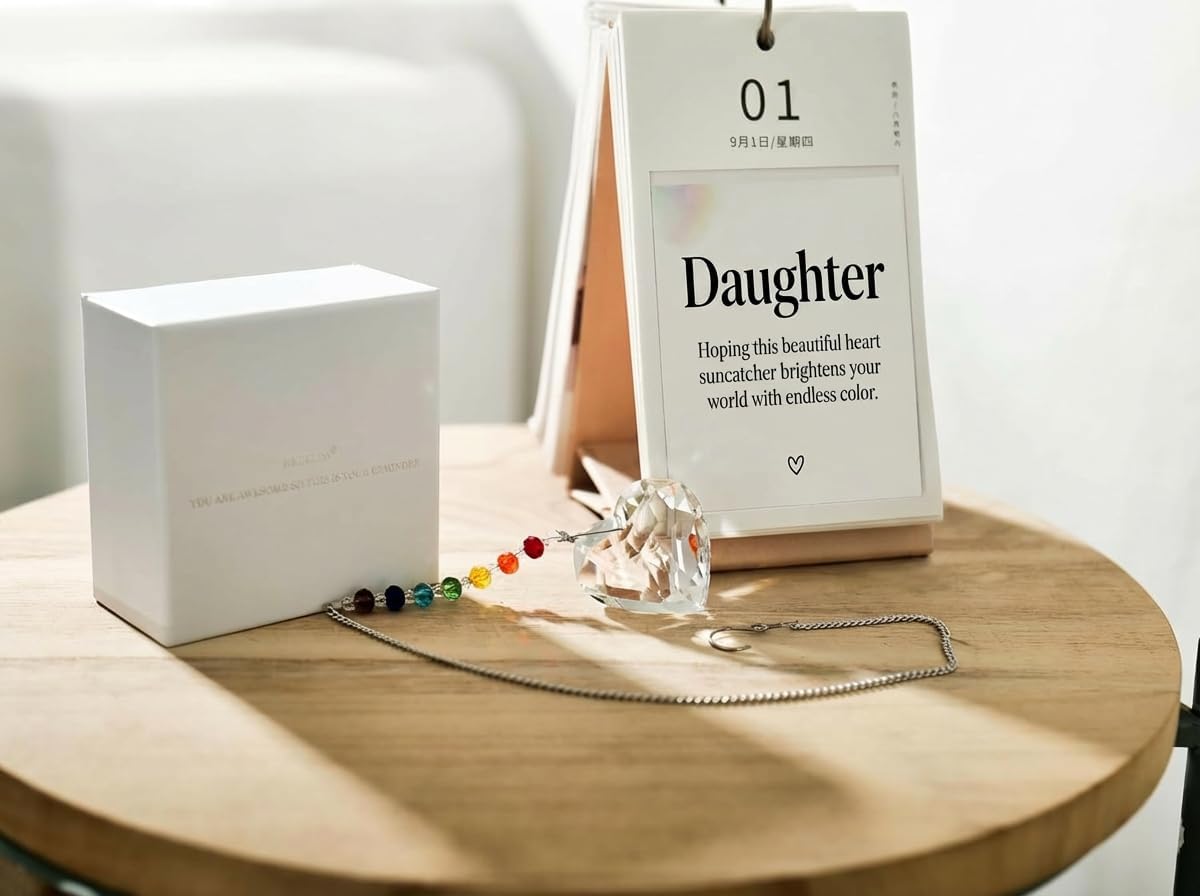 Hegelda Daughter Birthday Gifts from Mom Dad Crystal Heart Suncatcher