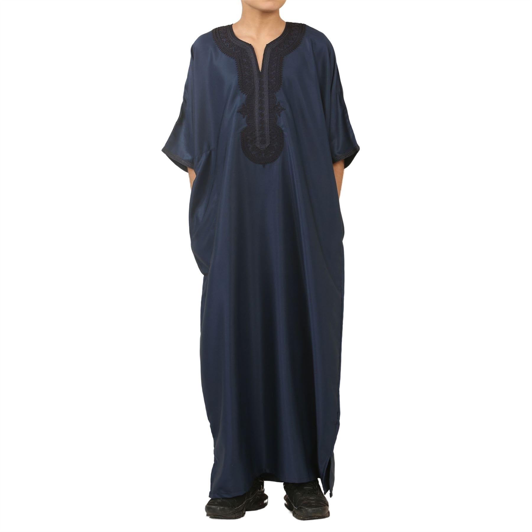 Thobez Boys Moroccan Thobe Gandoura Short Sleeve Kaftan Navy Size 4-5 Years
