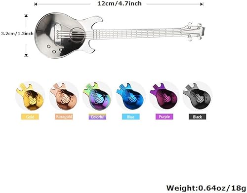 Miniatura 2 de COMIART - Cucharas de café, cucharaditas, cuchara de hielo de postre, cuchara de azúcar, utilizada para mezclar mezclas, cuchara de guitarra de
