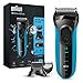 Braun Series 3 Proskin Shave&Style 3010BT 3-In-1 Rasoio Elettrico Per Barba, Wet&Dry Con Regolabarba Di Precisione E 5 Pettini, Ricaricabile E Senza Fili, Nero/Blu