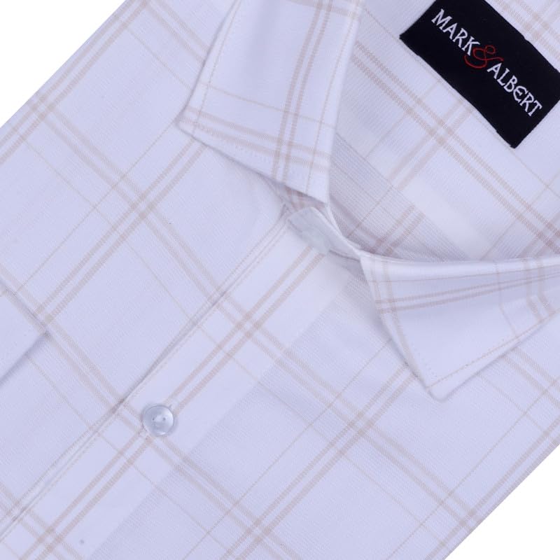 Image of MARK & ALBERT 100% Cotton Full Sleeves Regular Fit Formal Shirt for Men Blue