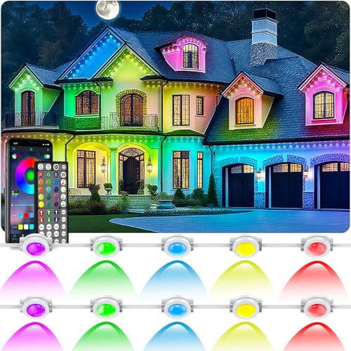 CETELUMA 400Ft Permanent Outdoor Lights for House Waterproof, IP67 LED Eave Lights with App/Remote Control, Outdoor Permanent led Lighting for House Roof Decor,Christmas,Party,All Holiday and Daily