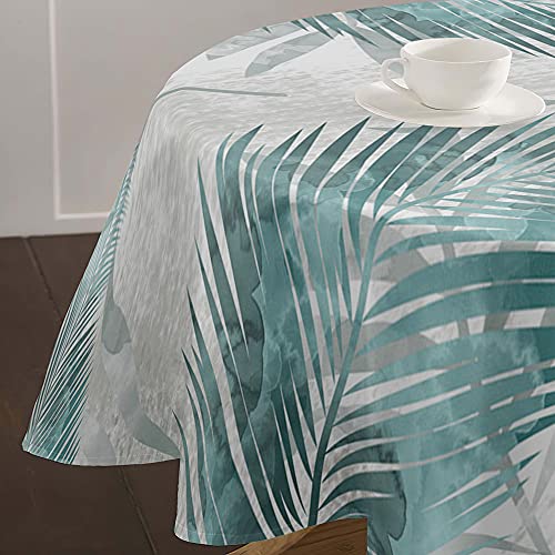 Nappe ronde en feuilles imprimées lavable et imperméable en polyester pour table de 100cm - 5