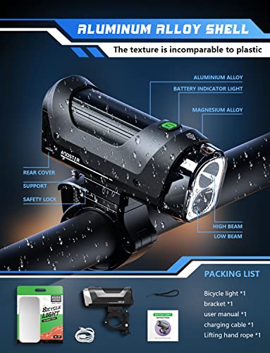 【2023】 Aoostar Bike Light, Bike Headlight For Night Riding Usb Rechargeable Bike Lights, 1000 Lumens Super Bright Front Bicycle Headlight With 9 Modes Ipx5 Waterproof 360° Rotatable High/Low Beams #TOP1