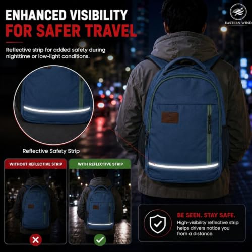 Image of EASTERN WIND 30L & 37L School Bag Backpack, 3 Compartments, Raincover, Laptop Sleeve, Safety Strip, Organizer. School Bag for Boys & Girls, College Bag, Office Bag.
