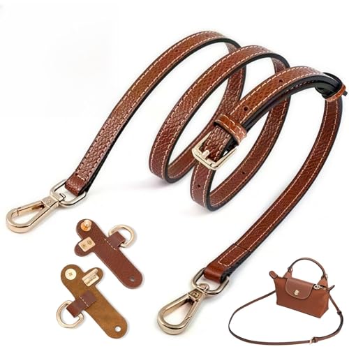 Wosyoodo Correa para Longchamp Mini, Correa Bolso Bandolera Mujer - Marrón, Ajustable Cuero Bandolera para Mini Mochila, No Perforación con 2 Adaptadores para Correas de Hombro, Longitudes 120 cm