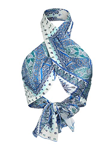ZAFUL Women's Bohemian Bandana Top Criss Cross Sexy Tops Boho Halter Wrap Crop Top