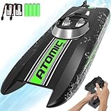 VOLANTEXRC Remote Control Boats for Pools and Lakes 20+MPH AtomicXS High Speed RC Boat for Adults Toy Boat Gifts with 2 Batteries & Reverse Function (795-5 Black)