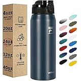 Fanhaw Insulated Water Bottle with Chug Lid - 24 Oz Double-Wall Vacuum Stainless Steel Reusable Leak