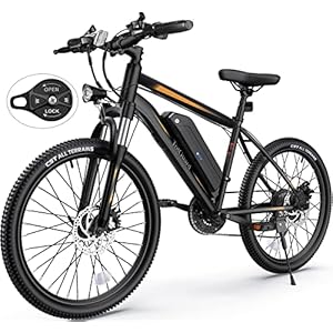 TotGuard Electric Bike, Electric Bike for Adults, 26″ Ebike 350W Adult Electric Bicycles, 19.8MPH Electric Mountain Bike, 36V 10.4Ah Battery, Suspension Fork, Shimano 21 Speed Gears