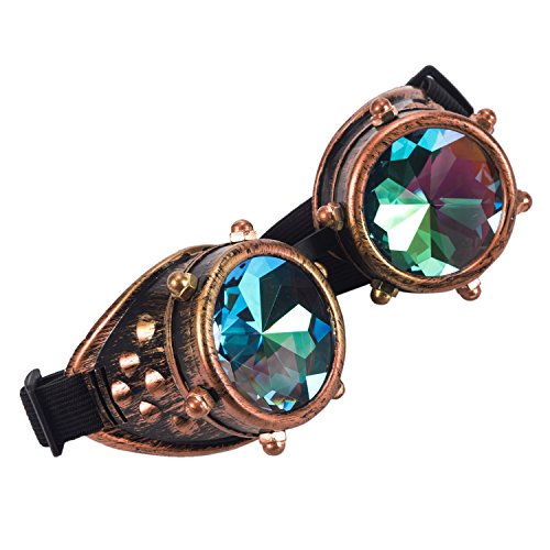 Óculos vintage com lentes de cristal Kaleidoscope Rave Rainbow, 16-red Copper, Free Size