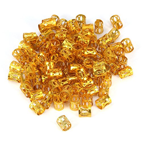 Hair Braiding Beads, 100 Pieces, Aluminum, Gold,...