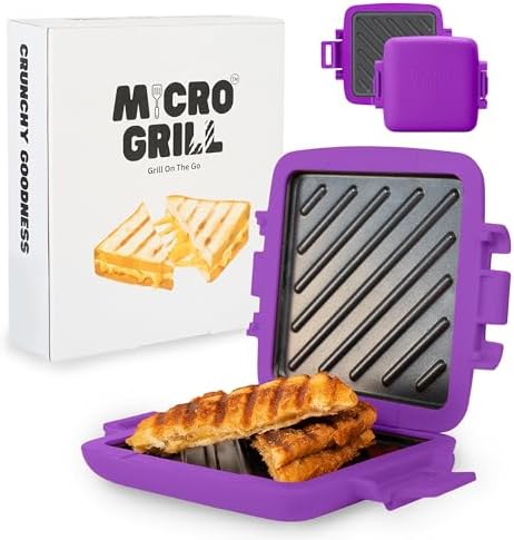 Micro Grill | Microwave Sandwich Maker - Grilled Cheese Munchy - Toastie Maker - Panini Press - Travel Sandwich Maker (Purple)