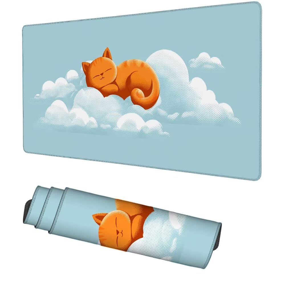 Niebieska podkładka pod mysz, 900 x 500 x 3 mm, podkładka pod mysz dla graczy, z przyszytymi krawędziami i antypoślizgową gumową podstawą, akcesoria na biurko, podkładka pod mysz do klawiatury i myszy