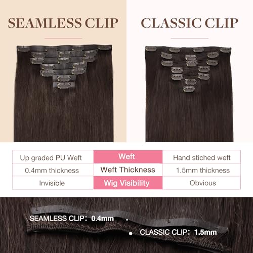 Image of GOO GOO Seamless Clip in Hair Extensions Real Human Hair Remy Extensions
