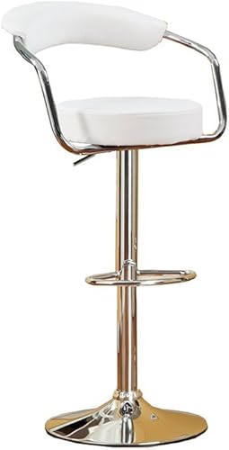 Poundex Taburete redondo de 2 piezas de PU, juego de taburetes de bar, color blanco