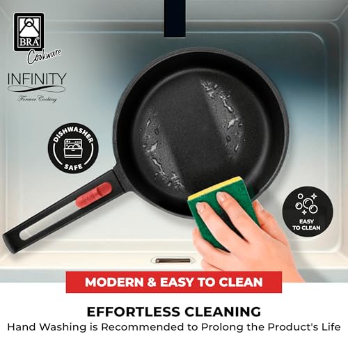 Image of BRA COOKWARE Infinity Nonstick Saucepan with Glass Lid | 6.3 Inch 1.2 Quart Deep Pot | PFAS Free Soup Pot | Deep Pan Ideal for Boiling or Warming on All Cooktops incl. Induction | Removable Handle