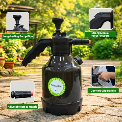 Image of SS GOLD 2L Foam Sprayer Bottle with Manual Pump, Adjustable Nozzle, High Pressure Car Wash, Portable Handheld Foam Sprayer for Cleaning, Gardening & Pesticide