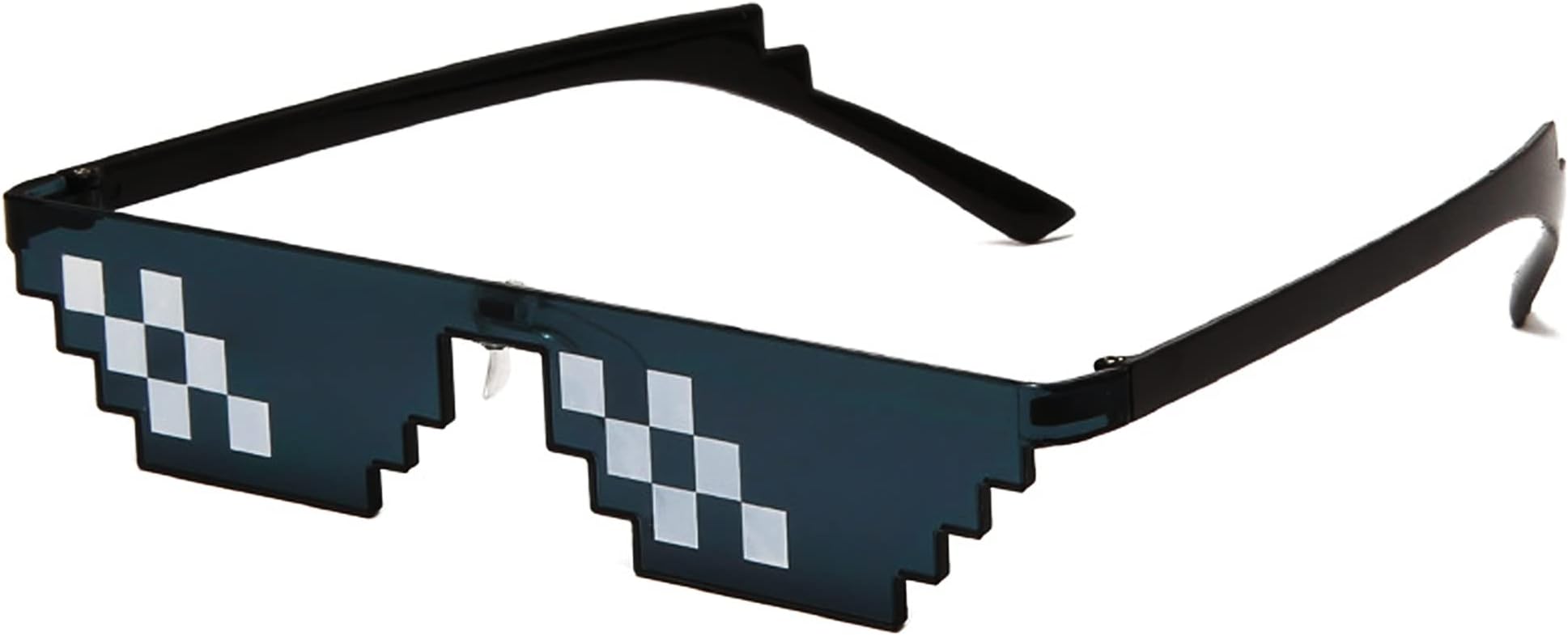 IRYNA 1Pcs Cool Glasses Black Thug Life Sunglasses, Swag Unisex Funny 8-Bit Pixel Mosaic UV Protect Gamer Party Sunglasses for Adult Kids