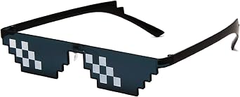 IRYNA 1Pcs Cool Glasses Black Thug Life Sunglasses, Swag Unisex Funny 8-Bit Pixel Mosaic UV Protect Gamer Party Sunglasses for Adult Kids