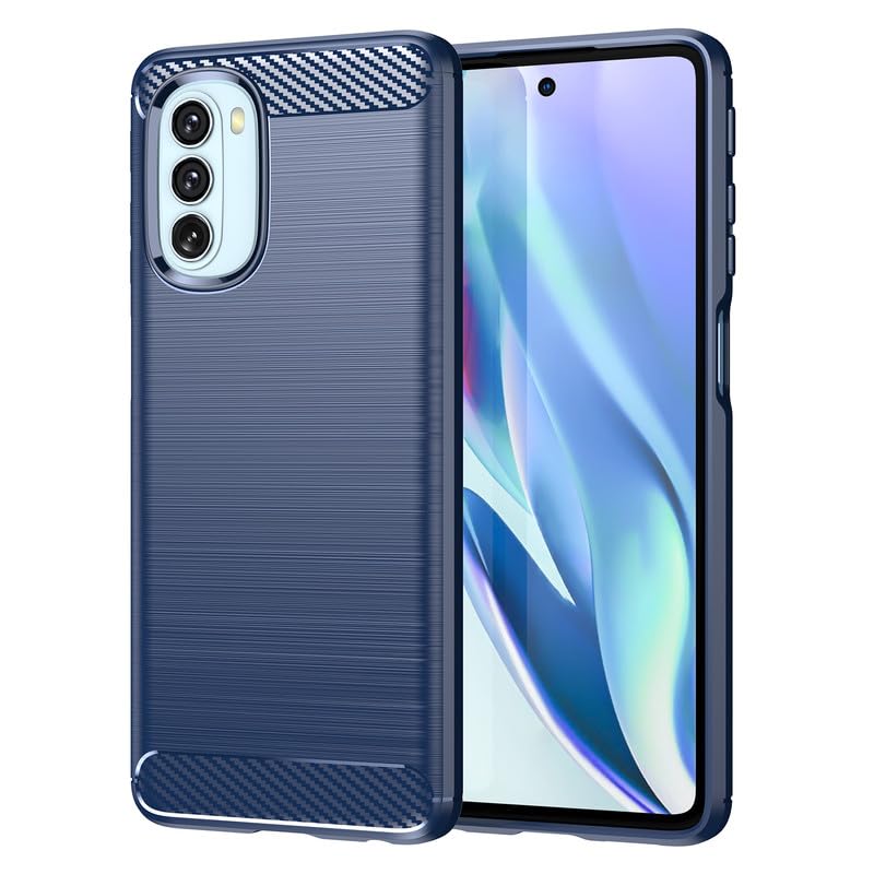 Image of Hybrid Carbon Fiber Back Case for Motorola Moto G51 (Blue)