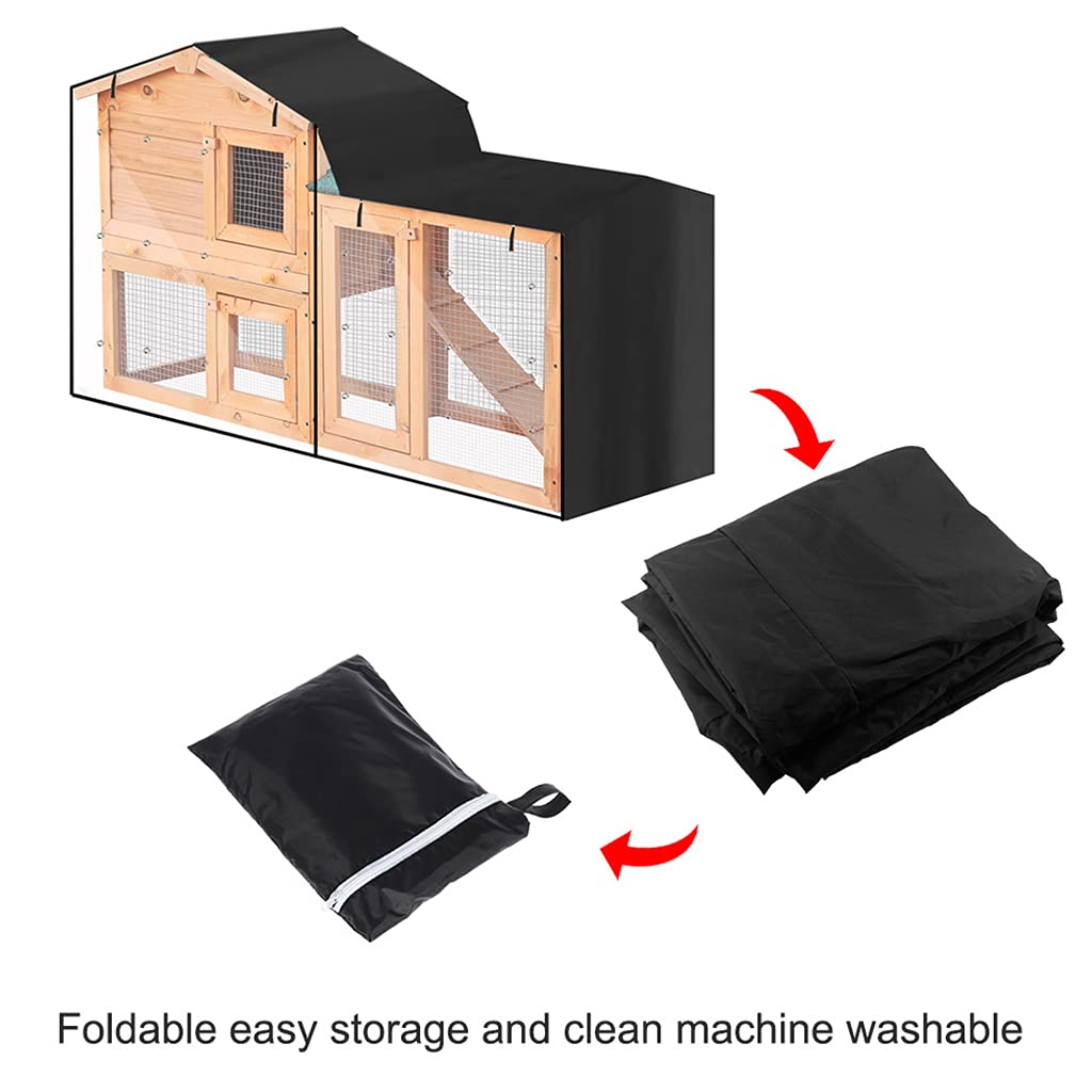 LOXGO Rabbit Hutch Cover Dust Proof Moisture Resistant Cage Covers Pointed for Crate Cover for Pets House Accessories Pet Crate Cover Large, 180x52x86cm