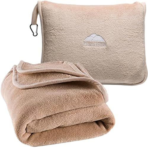 BlueHills Premium Soft Long Travel Blanket Pillow Tall, Airplane - Beige