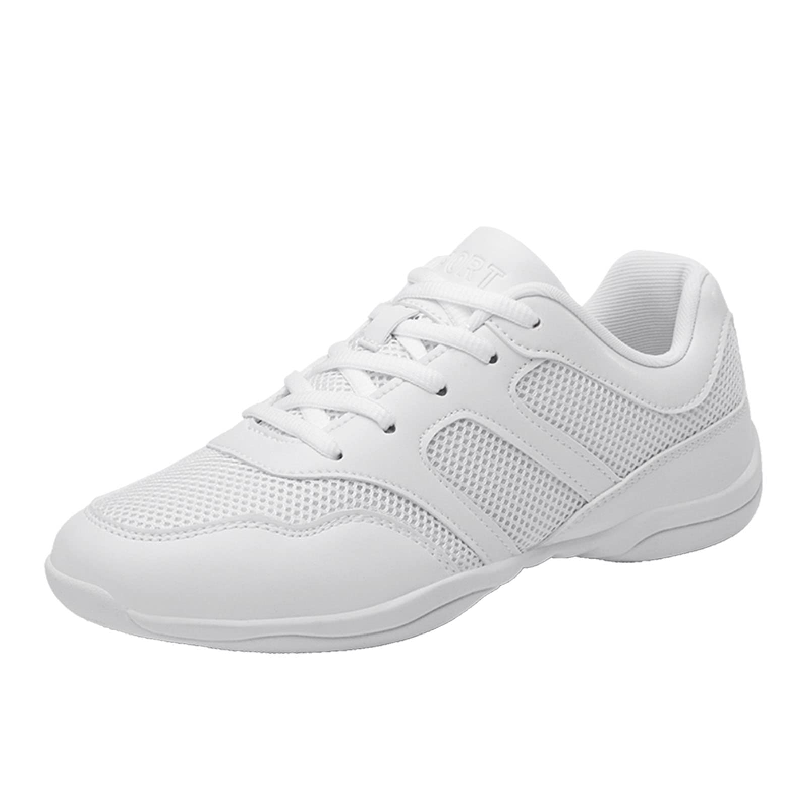 Womens Cheerleading Shoes Girls White Lace Up School Cheer Shoes Aerobics Gymnastics Dance Shoes Team Sports Sneakers