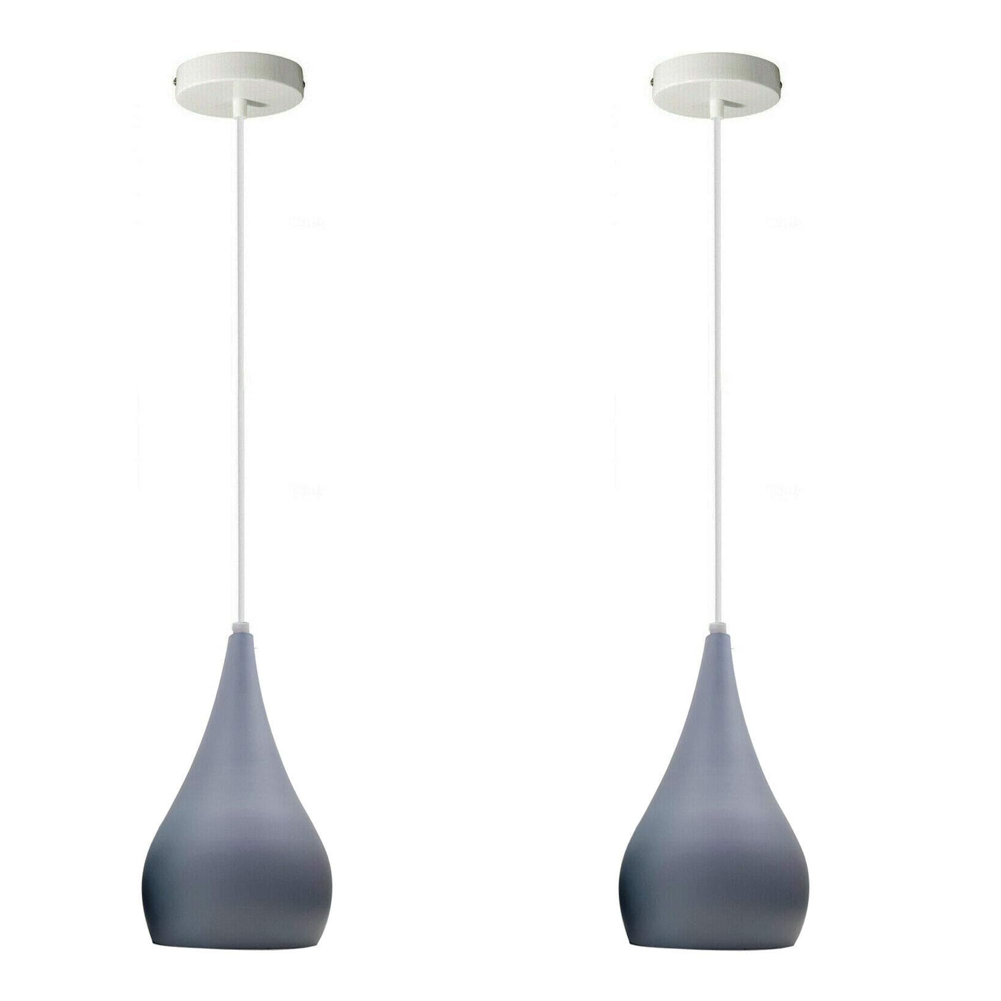 LEDSone Modern Industrial Teardrop Hanging Ceiling Light Red Pendant Lamp, Eyeball Design Modern Light Shades E27 UK Lamp Fixture (Grey 2PACK)