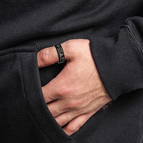 Flyun Viking Rings For Men, Mens Rings, Fidget Ring Spinner Ring, Men's Anxiety Rings, 3Pcs Stainless Steel Rings,Viking Rune Rings Meaning Happiness Joy Wealth Love Power Strength Stainless Steel Fidget Ring Spinner Rings, Men's Anxiety Rings (Black, 9) #TOP4