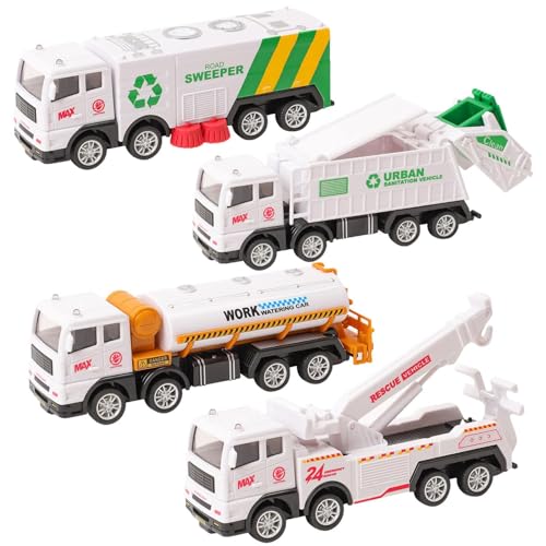 Image of Garbage Truck Set of 4 pc,City Service,Waste Management Truck with Trash Bin, Metal Recycling Garbage Truck Toys for Kids Boys [ Colors as Per Stock ] (4pc Garbage Truck)