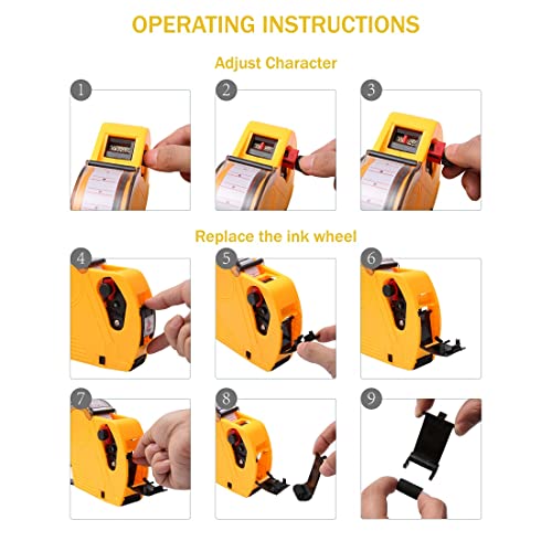 image for Tamoxu MX-5500 8 Digits Price tag Gun with 5000 Sticker Labels and 4 I