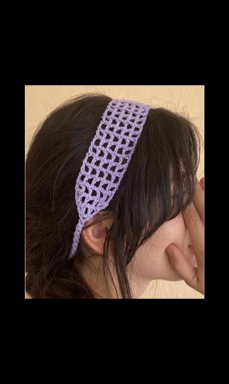 Handmade Crochet Headband, Lavender Purple, Open Weave Pattern, Fashion Hair Accessory pack of 2-image-46