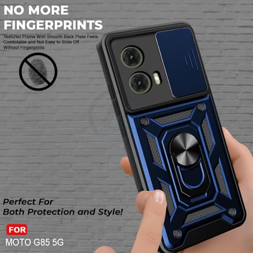 Image of AIBEX Back Cover for Motorola G85 5G | D10 Tough Armor Case | Sliding Camera Shield | 360 Protection | Kickstand Ring Holder | Military-Grade Shockproof Bumper Case