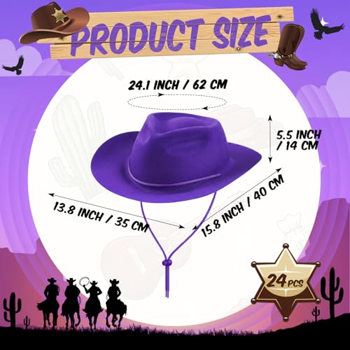 Image of Mepase Cowboy Hats Bulk Felt Western Party Wide Brimmed Cowgirl Hats Set for Adults Men Women Costume Party