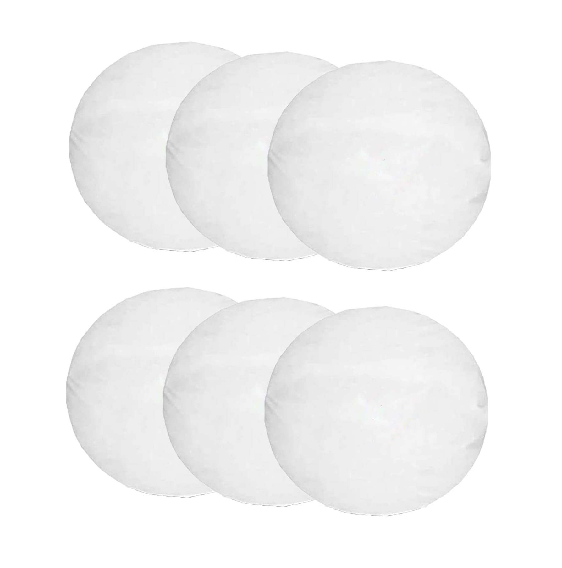 Extra Fill Plump Cushion Inner Pads (Pack of 6), Round (12") | 100% Hollowfibre Cushions Inners Fillers Scatters - Cushion Stuffer Inserts, Hollowfibre Pillows (White)