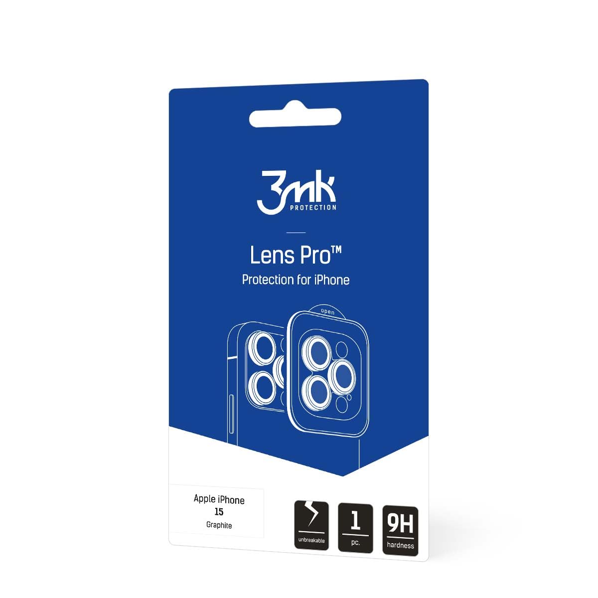 Szkło hartowane na obiektyw aparatu do iPhone 15-3mk Lens Protection Pro Graphite