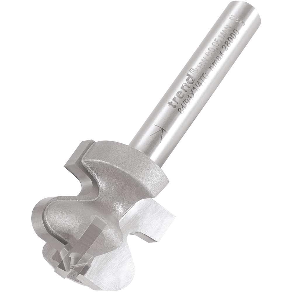 Trend Fresa para tiradores de cajón, vástago 1/4" y Ø19 mm | Cutter TCT de carburo de tungsteno, corte 13 mm y acabado suave; ref. 84/94X1/4TC