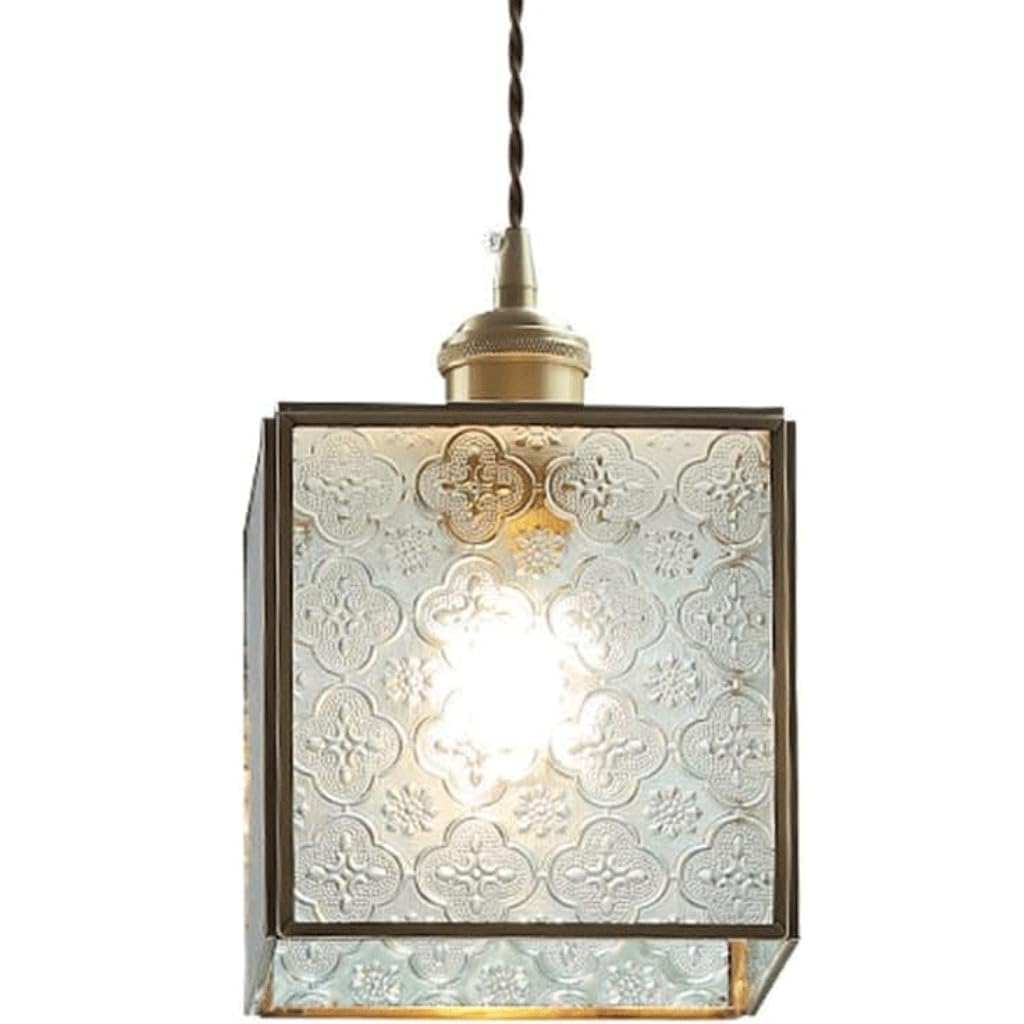 Luminaire carré en verre style rétro chic inspiré du design Vieux Shanghai
