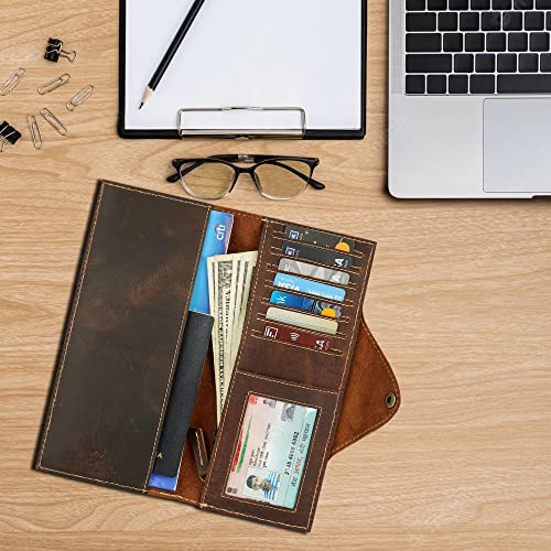 Genuine Leather Passport Wallet, Long Passport Wallet, Credit Cards & Passport Wallet With Rfid Blocker #TOP6