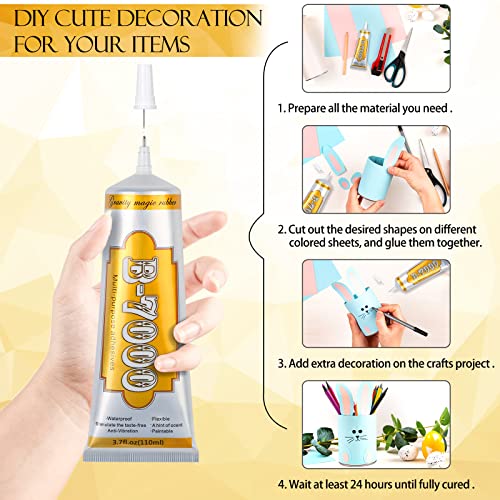 B7000 Rhinestone Jewelry Glue Clear, B-7000 Glue 3.7 fl oz Upgrade Multi-Function Adhesive Super Glue with Cap & Precision Tip for Repair, Small Hobby Models, Metal Stone Crafts, Fabric, Shoes(110ML) - Image 2