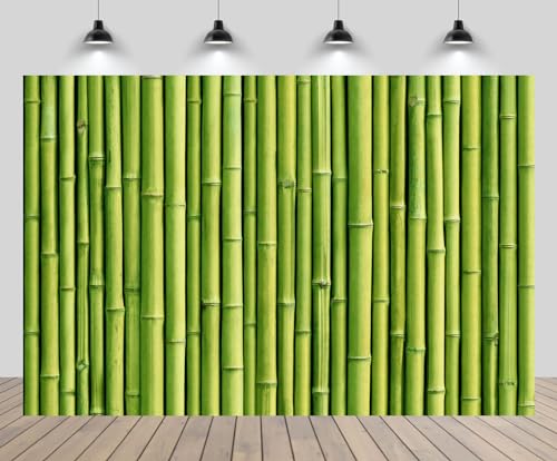 chnywork 7x5ft Bamboo Wall Backdrop Green Natural Scenery Tropical Jungle Hawaiian Luau Aloha Summer Beach Background Baby Shower Wedding Birthday Party Decor Photo Studio Booth Props Wallpaper