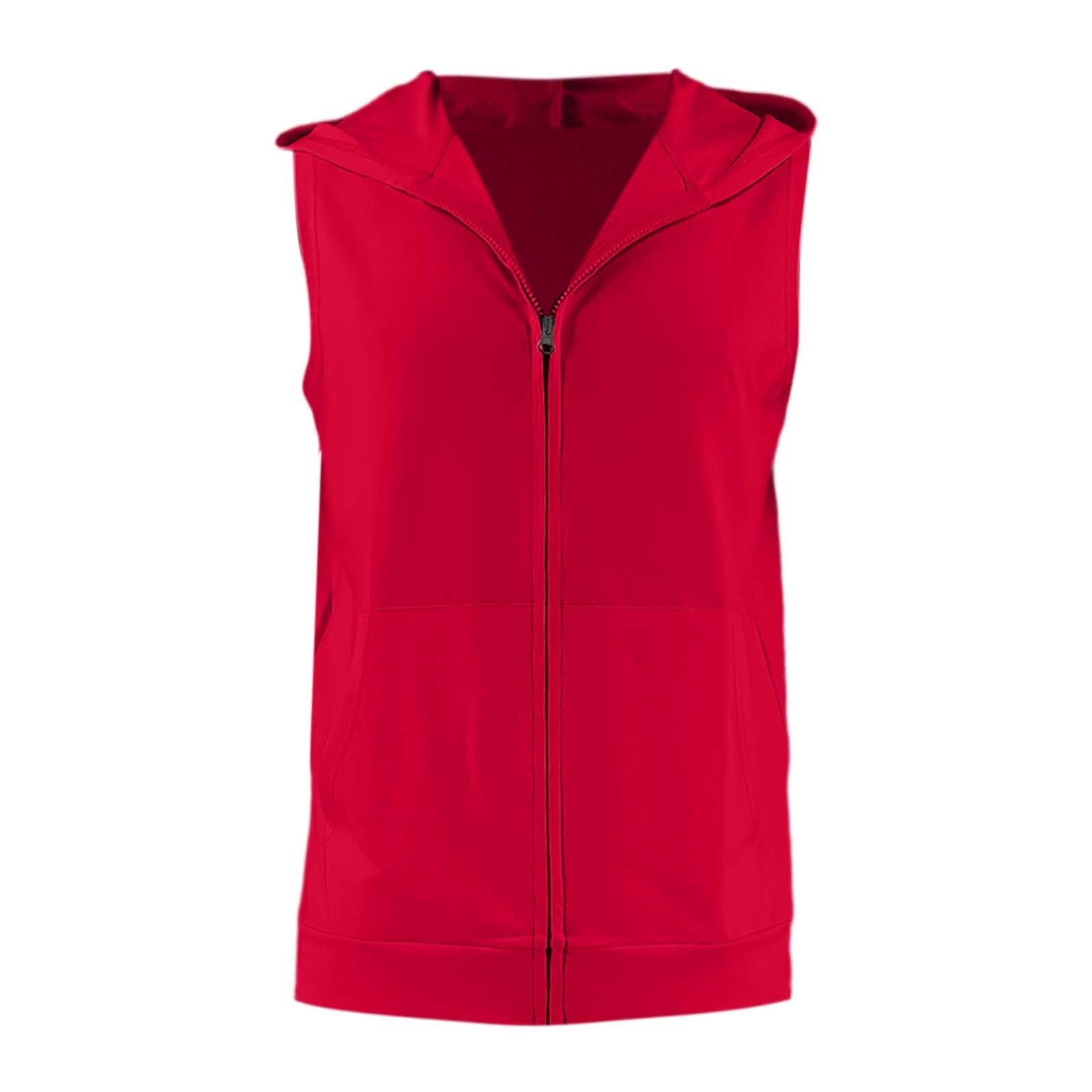 Chaleco deportivo sin mangas con capucha para mujer en color liso 4