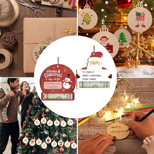 2 Stück Geldgeschenk Weihnachten, Weihnachtsgeldhalter für Christbaumschmuck, Grußkarten und Geschenkverpackungen, Ideal für Erwachsene, Familien und Freunde